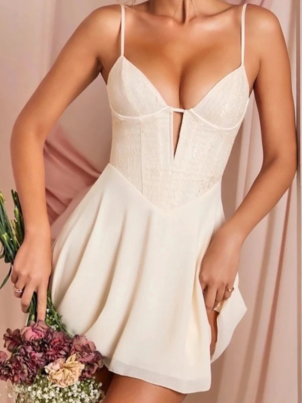 Oh Polly Aralyn Lace Corset Mini Dress White size 4